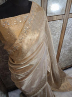 Shehnaz - Maharani Glass Tissue Silk Saree with Handwork