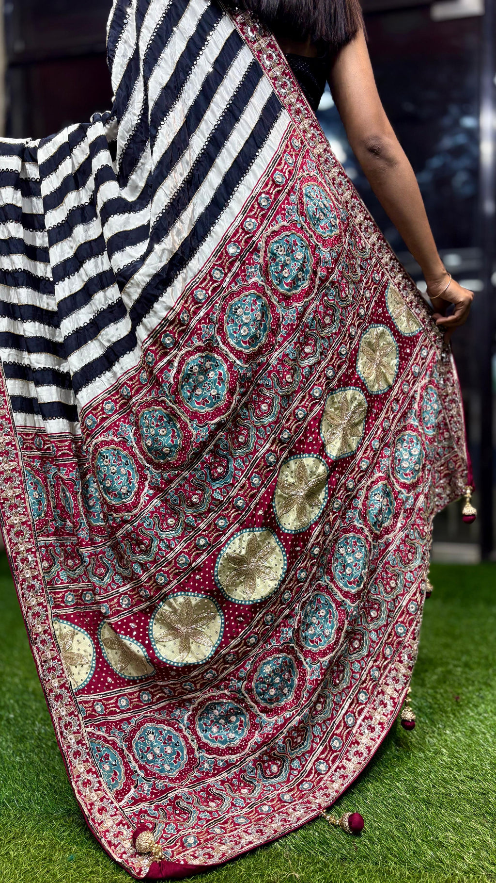 Atulya - Pure Crepe Handwork Designer Saree