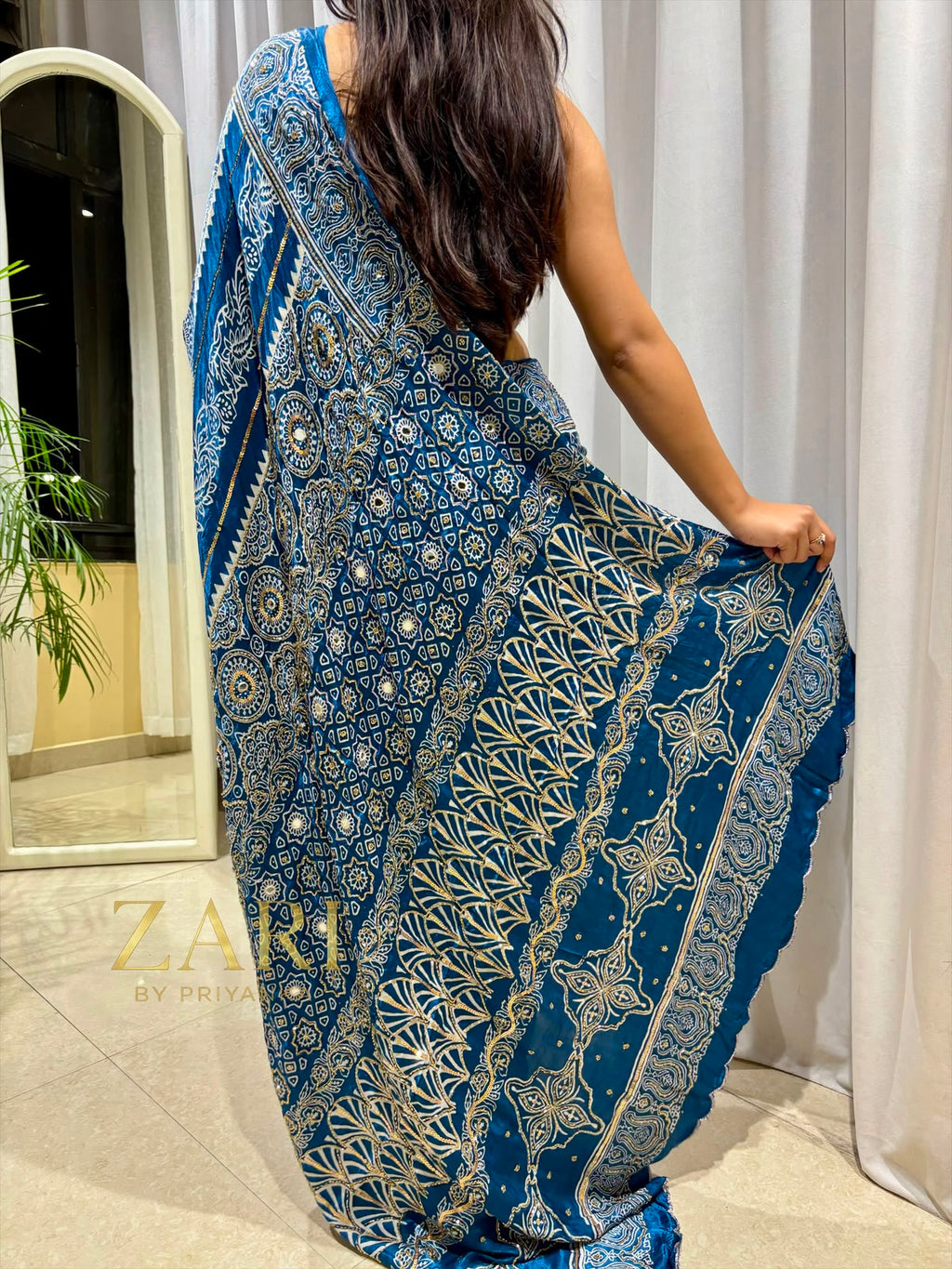 Yalina | Handcrafted Ajrakh Couture Saree