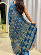 Yalina | Handcrafted Ajrakh Couture Saree
