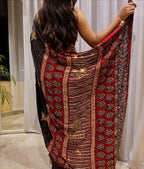 Shaira | Designer Handcrafted Ajrakh Saree - Zari by Priyanka