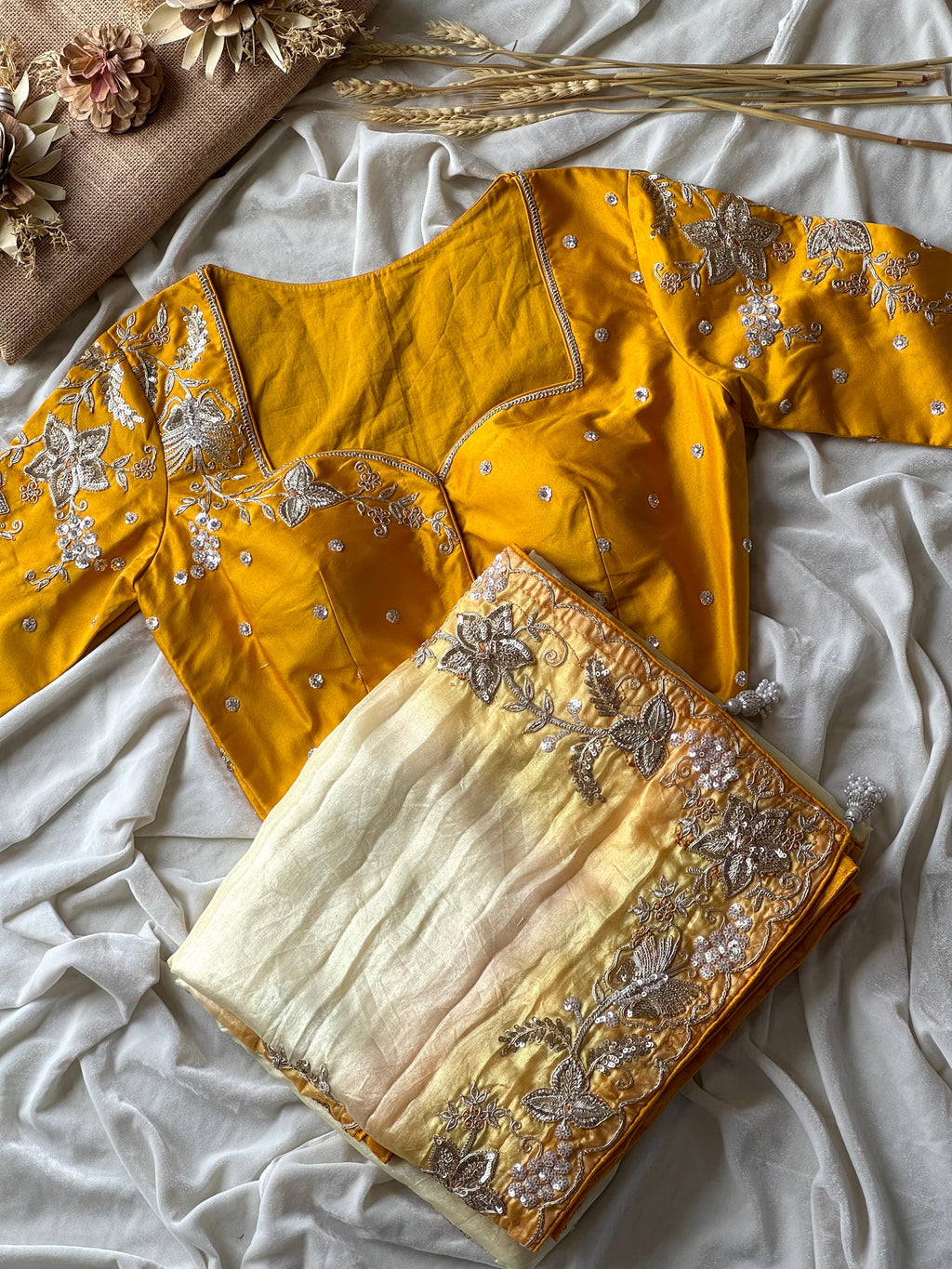 Nehali - Soft Space Silk Handwork Saree
