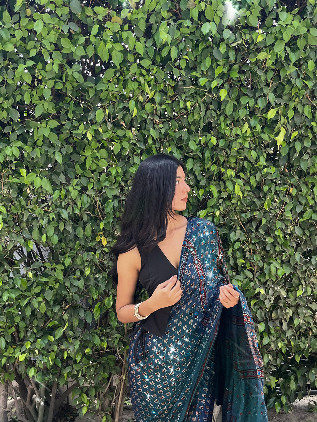 Tripthi - Pure Modal Hand stitched Mirror Designer Saree