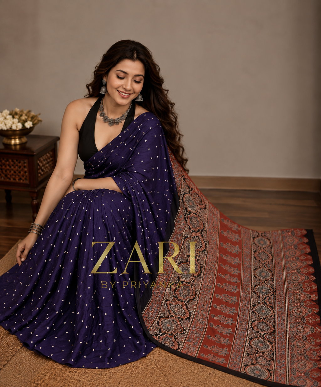 Durga  - Pure Modal Ajrakh saree