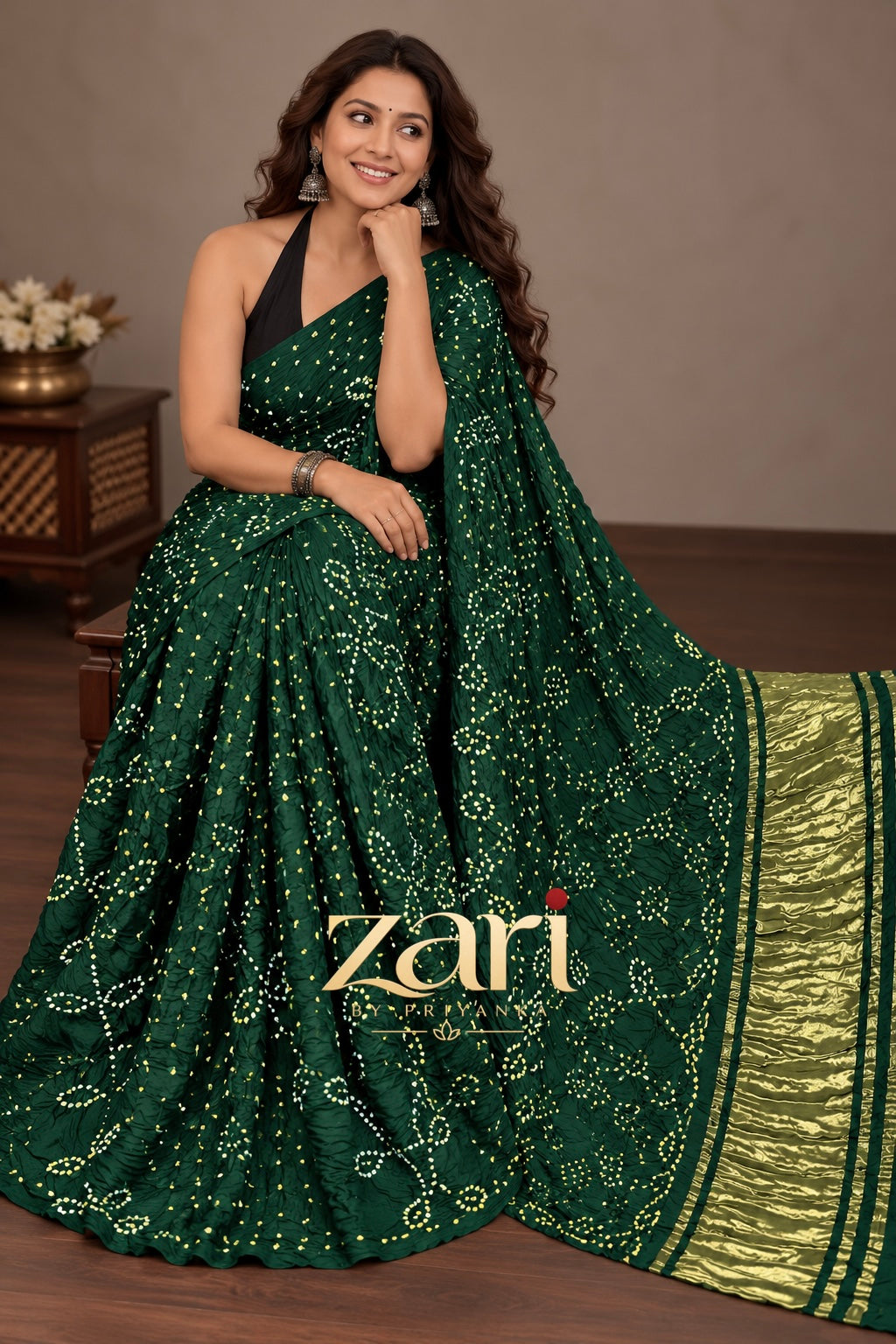Mihira - Pure Bandhej Modal Silk Bandej Saree