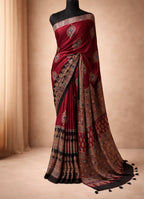 Rara  - Pure Modal Ajrakh Mirror Saree
