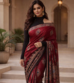 Rara  - Pure Modal Ajrakh Mirror Saree