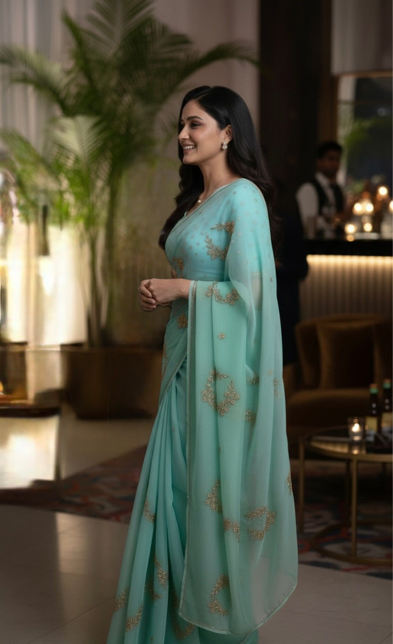 Avaria - Pure Chiffon Saree with Handwork