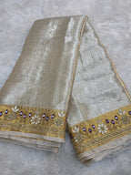Sawan - Pure Gold Silver Tissue Brocade Saree with Handwork