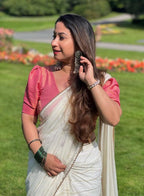 Naira Cream Georgette Saree – Timeless Grace with Blouse Piece