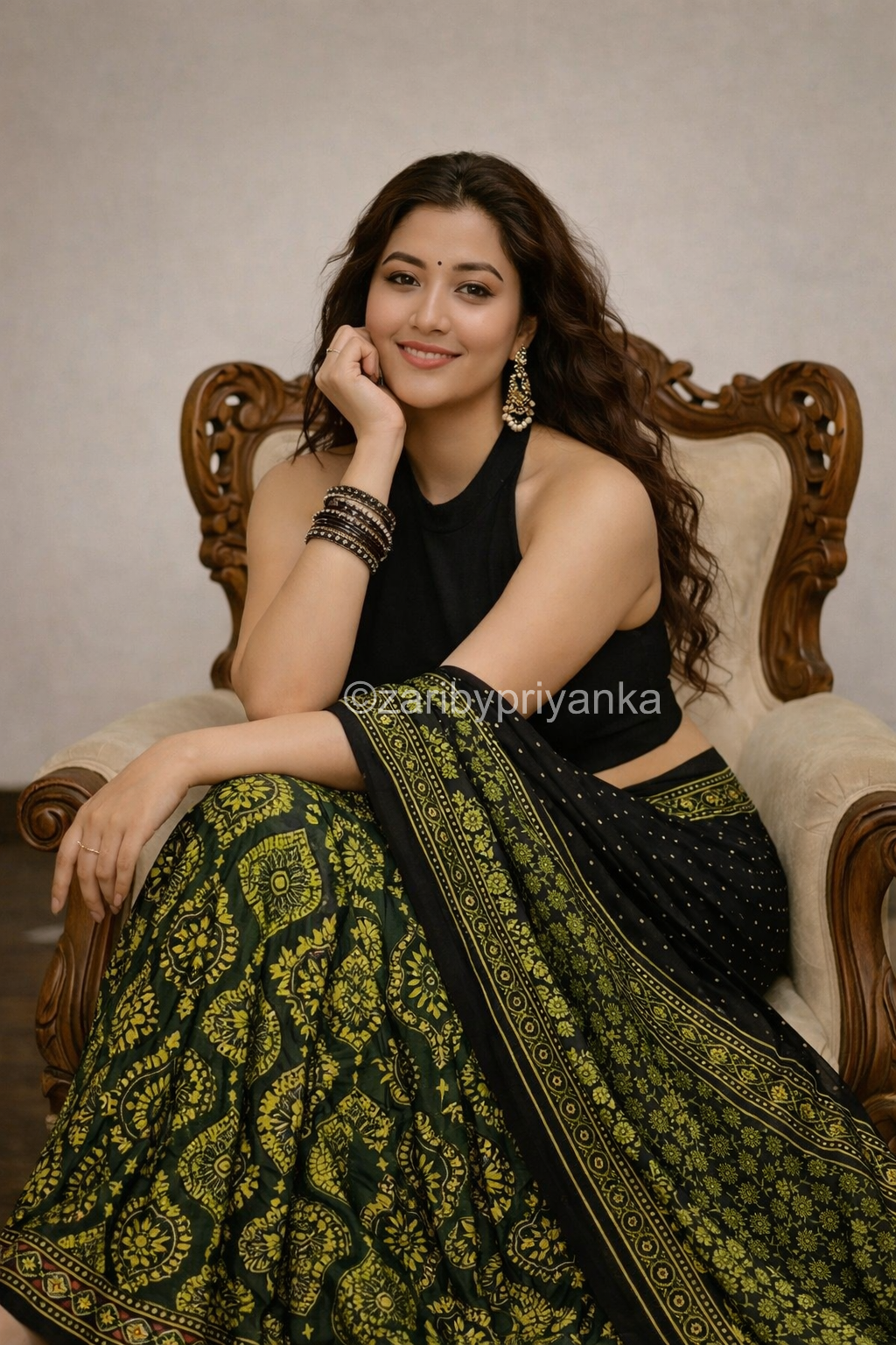 Tanara - Designer Pure Modal Ajrakh Mirror saree