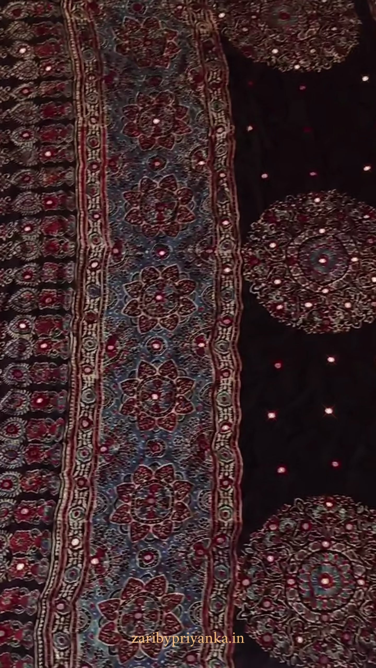 Tamri - Ajrakh Pure Modal Mirror work Saree
