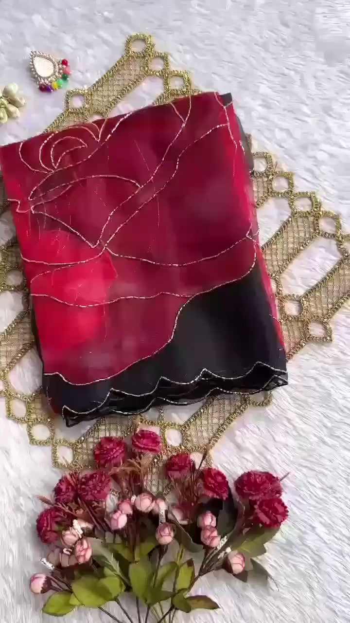 Jiva Soft Organza Saree with Exquisite Handwork Blouse Piece