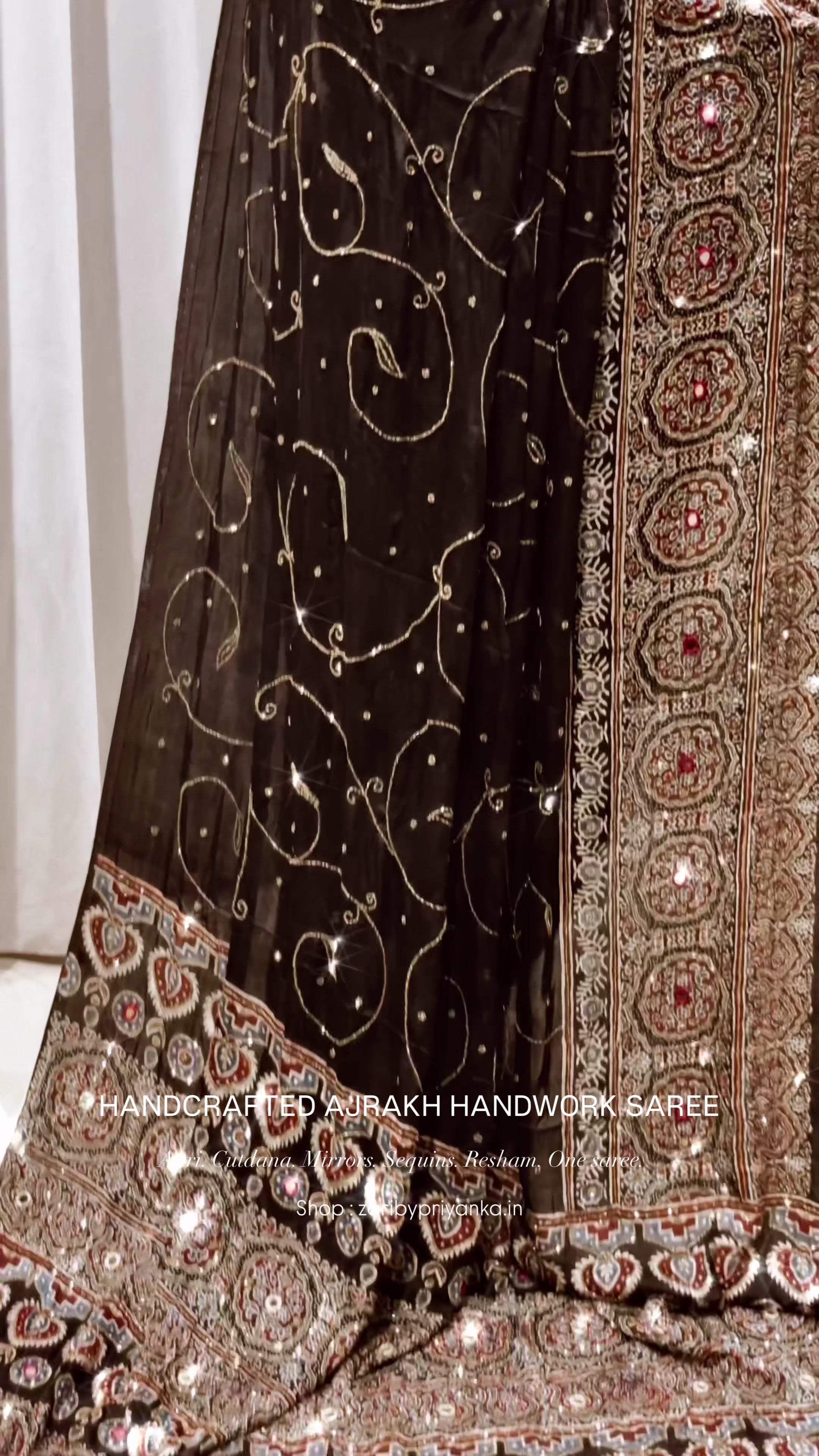 Aaina | Handcrafted Ajrakh Couture Saree