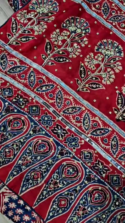 Tashini - Designer Ajrakh Handworked Saree