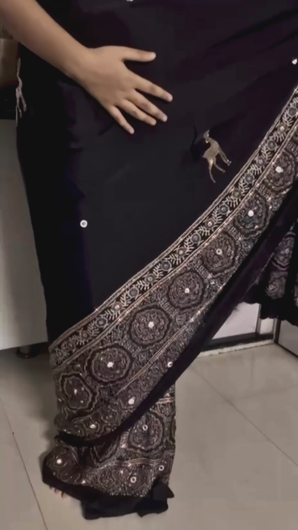 Naina | Handcrafted Ajrakh Couture Saree [Ready to Dispatch]