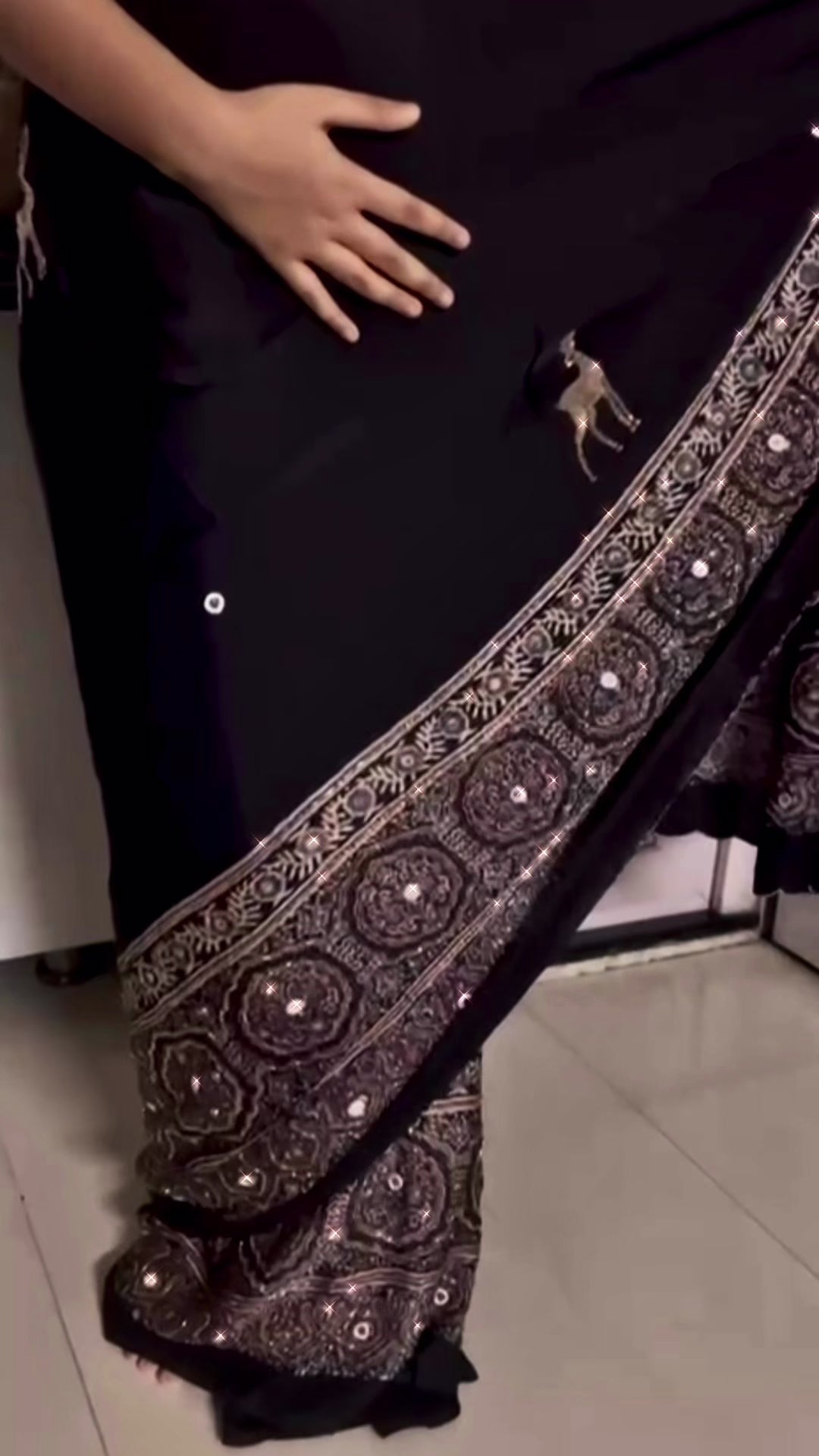 Naina | Handcrafted Ajrakh Couture Saree [Ready to Dispatch]