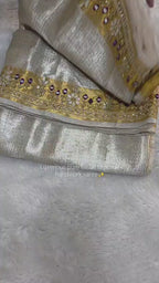 Sawan - Pure Gold Silver Tissue Brocade Saree with Handwork