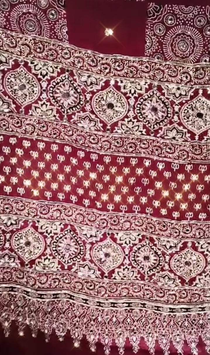 Jumka | Handcrafted Ajrakh Couture Saree [Ready to Dispatch]