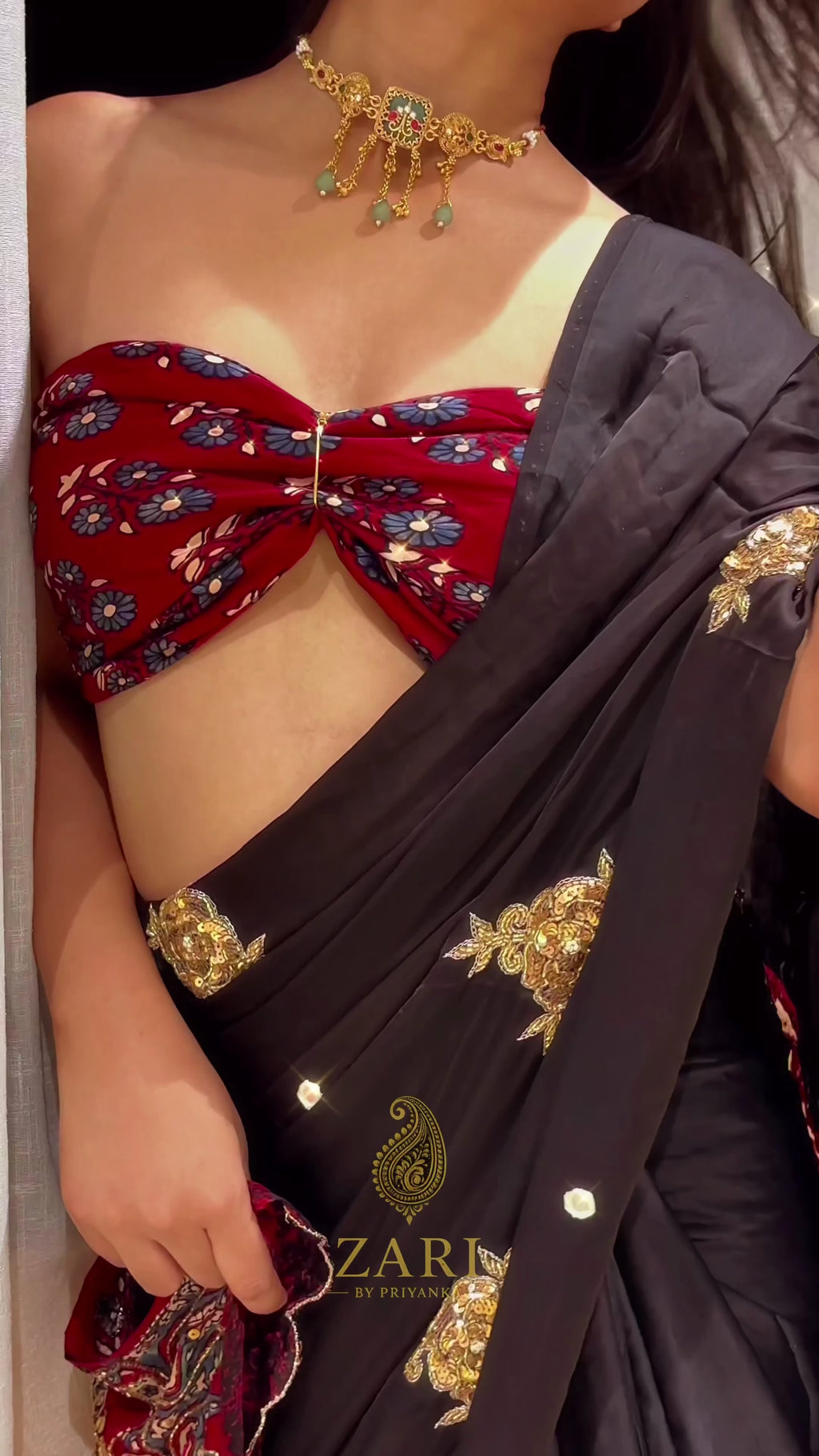 Shaira | Handcrafted Ajrakh Couture Saree