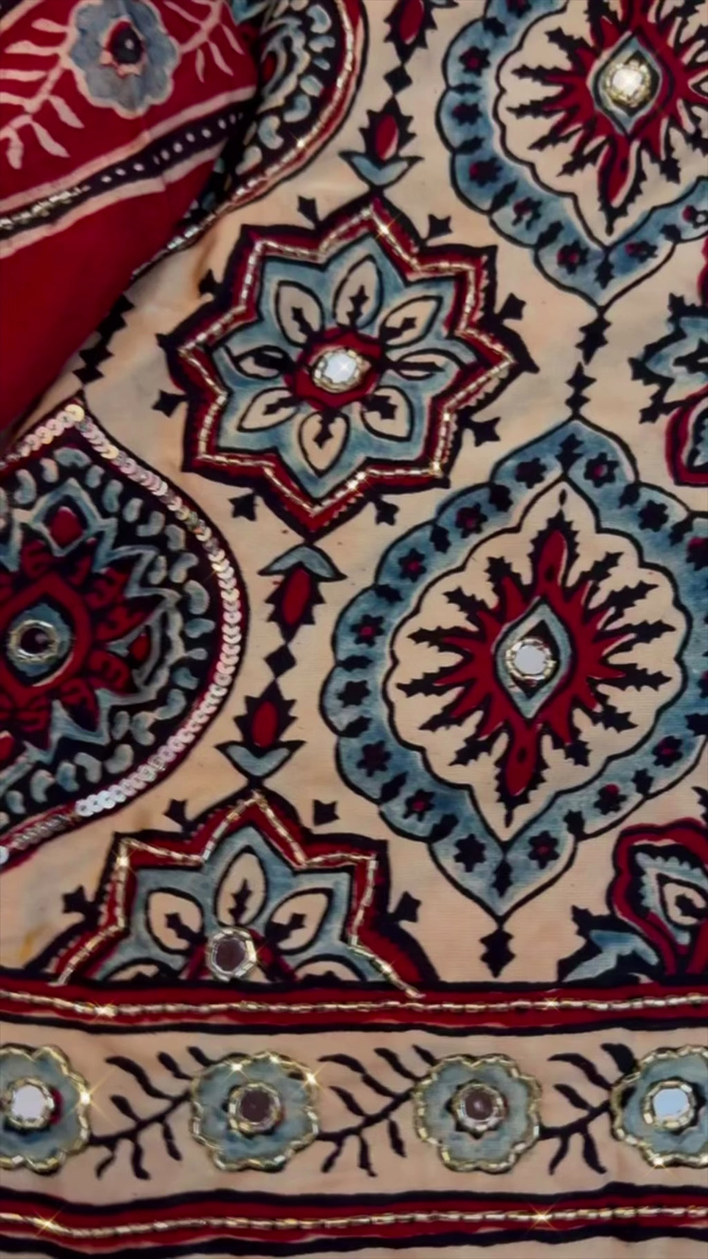 Zalak - Designer Ajrakh Handworked Saree
