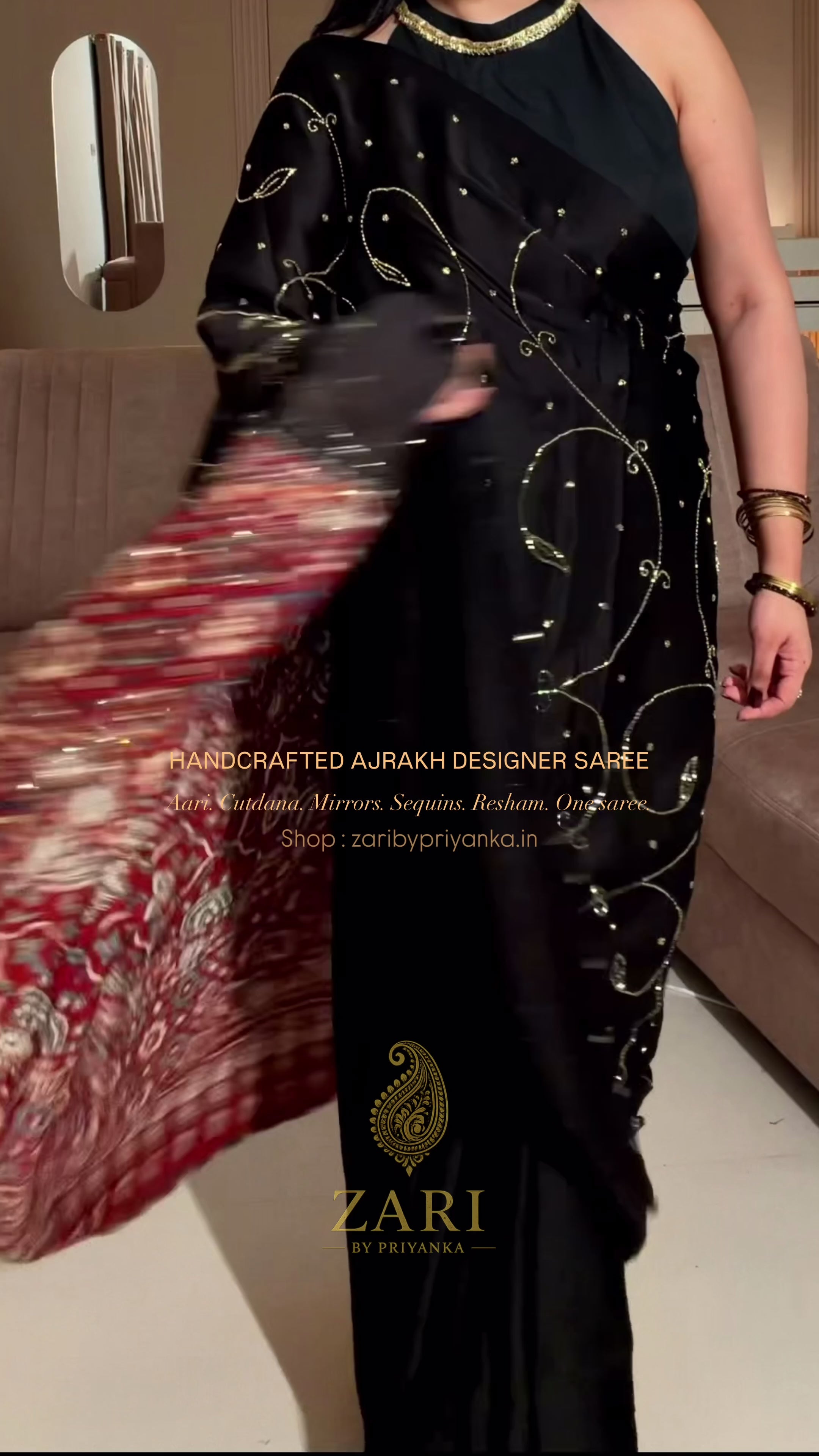 Rudrani | Handcrafted Ajrakh Couture Saree