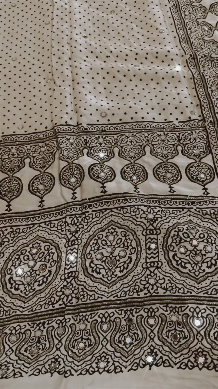 Vamika - Designer Ajrakh Handworked Saree
